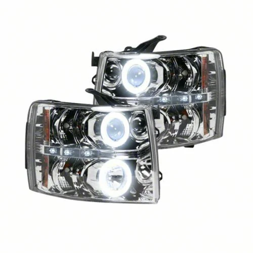 CCFL Halo Projector Headlights; Chrome Housing; Clear Lens (07-14 Silverado 3500 HD)