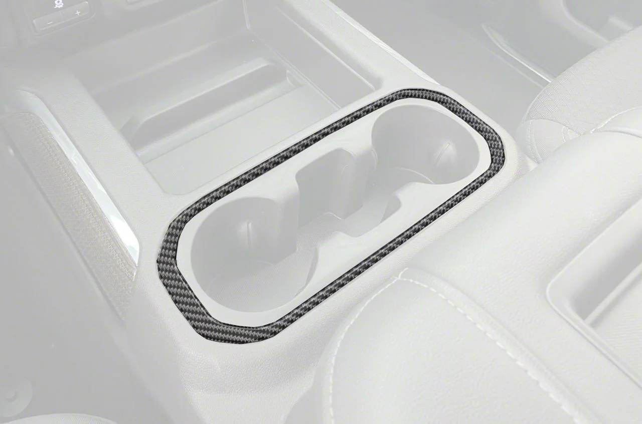 Center Console Cup Holder Surround Accent Trim Only; Domed Carbon Fiber (20-24 Silverado 3500 HD)