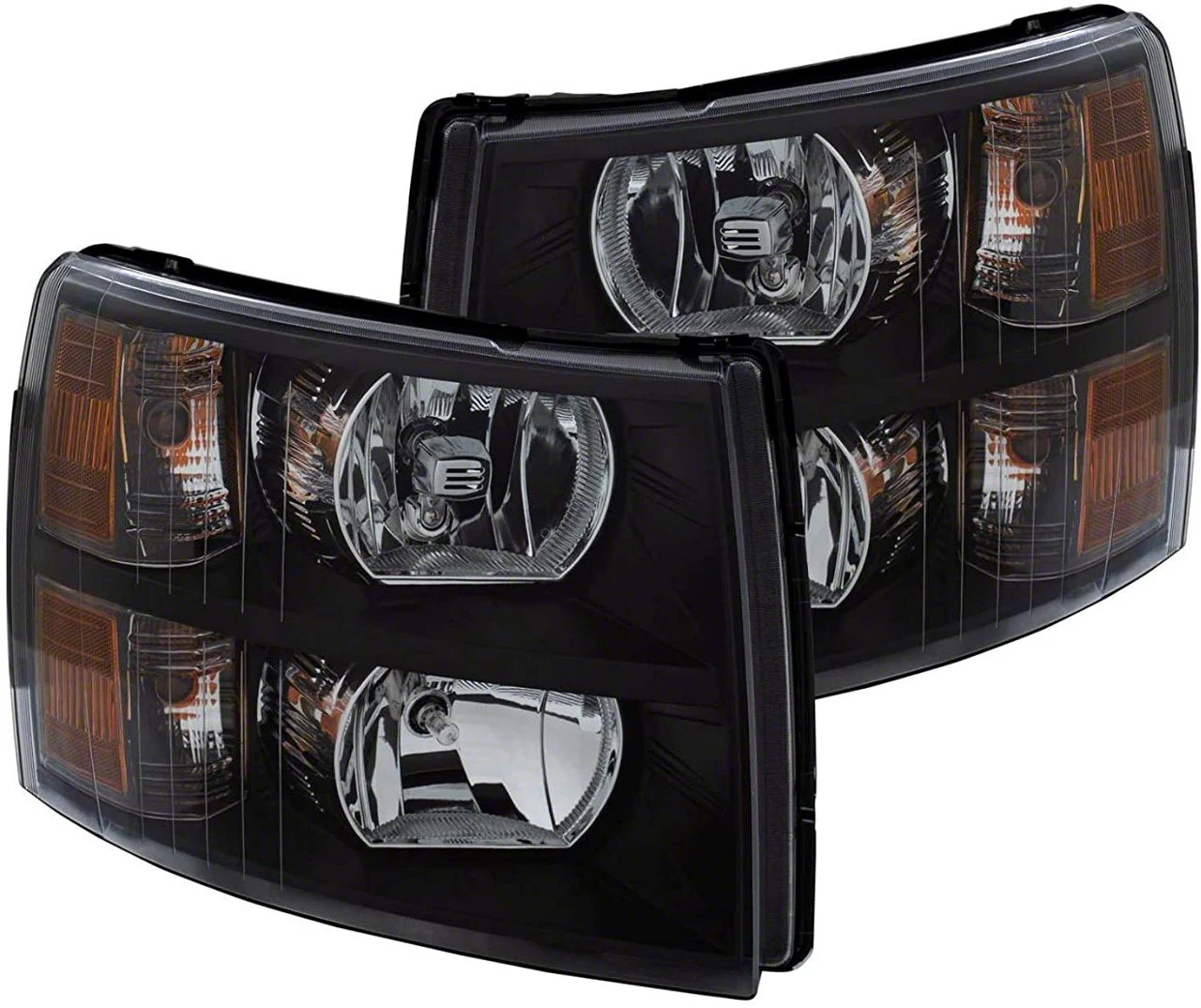 Crystal Headlights; Black Housing; Clear Lens (07-14 Silverado 3500 HD)