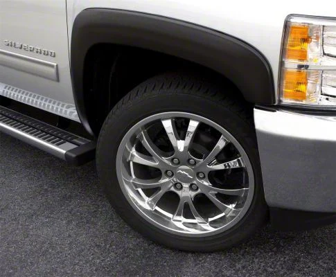 Elite Series Sport Style Fender Flares; Front and Rear; Smooth Black (07-14 Silverado 3500 HD SRW)