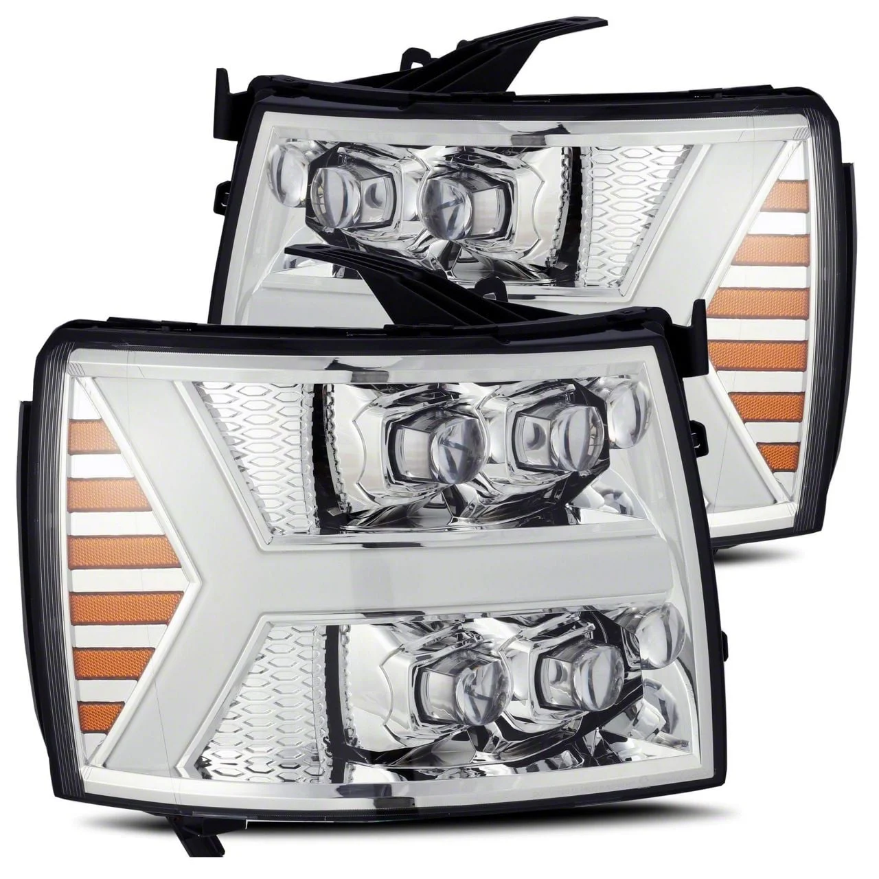 AlphaRex NOVA-Series LED Projector Headlights; Chrome Housing; Clear Lens (07-14 Silverado 3500 HD)