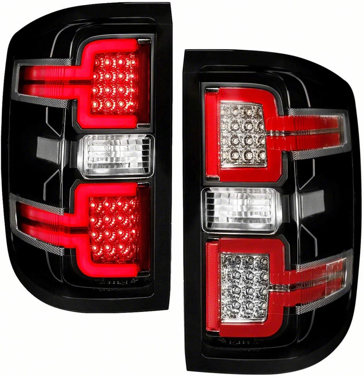 Sequential LED Tail Lights; Black Housing; Clear Lens (15-19 Silverado 3500 HD w/ Factory Halogen Tail Lights)