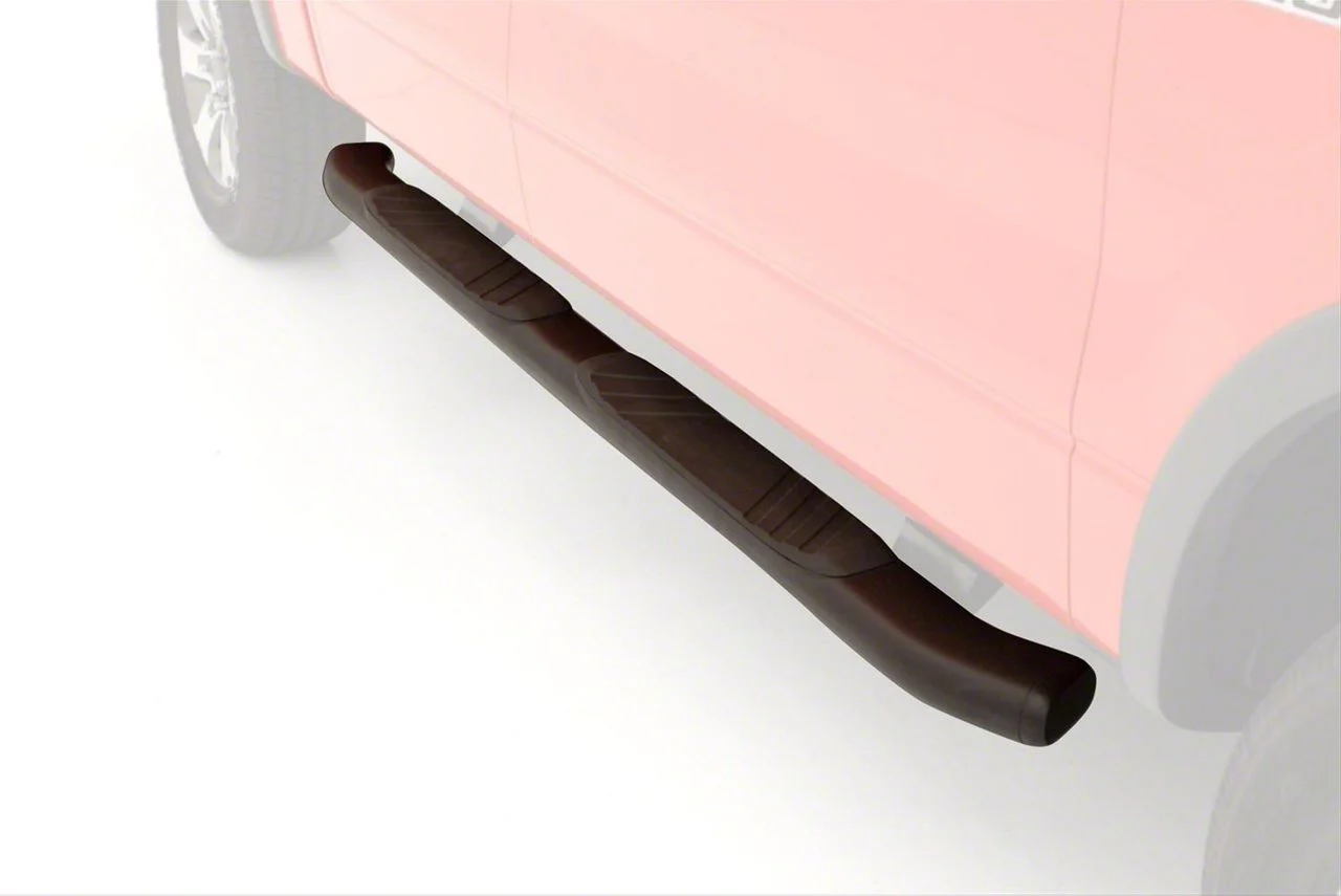 5-Inch Oval Bent Nerf Side Step Bars; Black (15-19 Silverado 3500 HD Crew Cab)