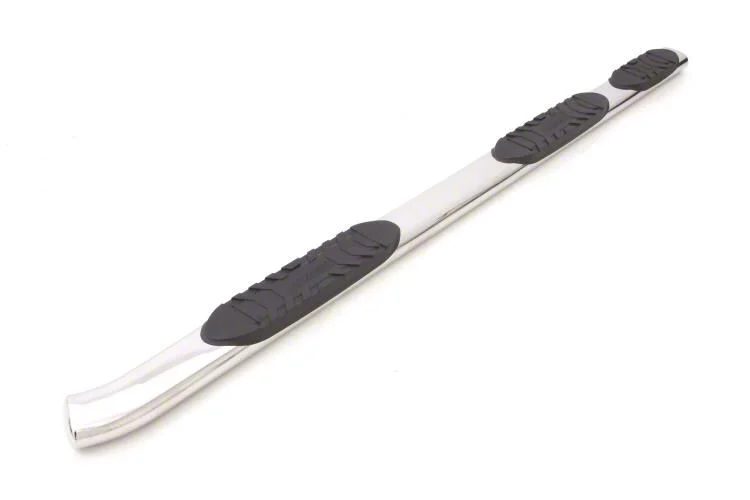 5-Inch Oval Wheel-To-Wheel Nerf Side Step Bars; Polished Stainless (07-19 Silverado 3500 HD Extended/Double Cab w/ 6.50-Foot Standard Box)