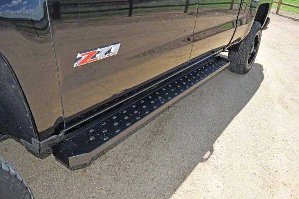 STX600 Running Boards; Black (07-19 Silverado 3500 HD Crew Cab)