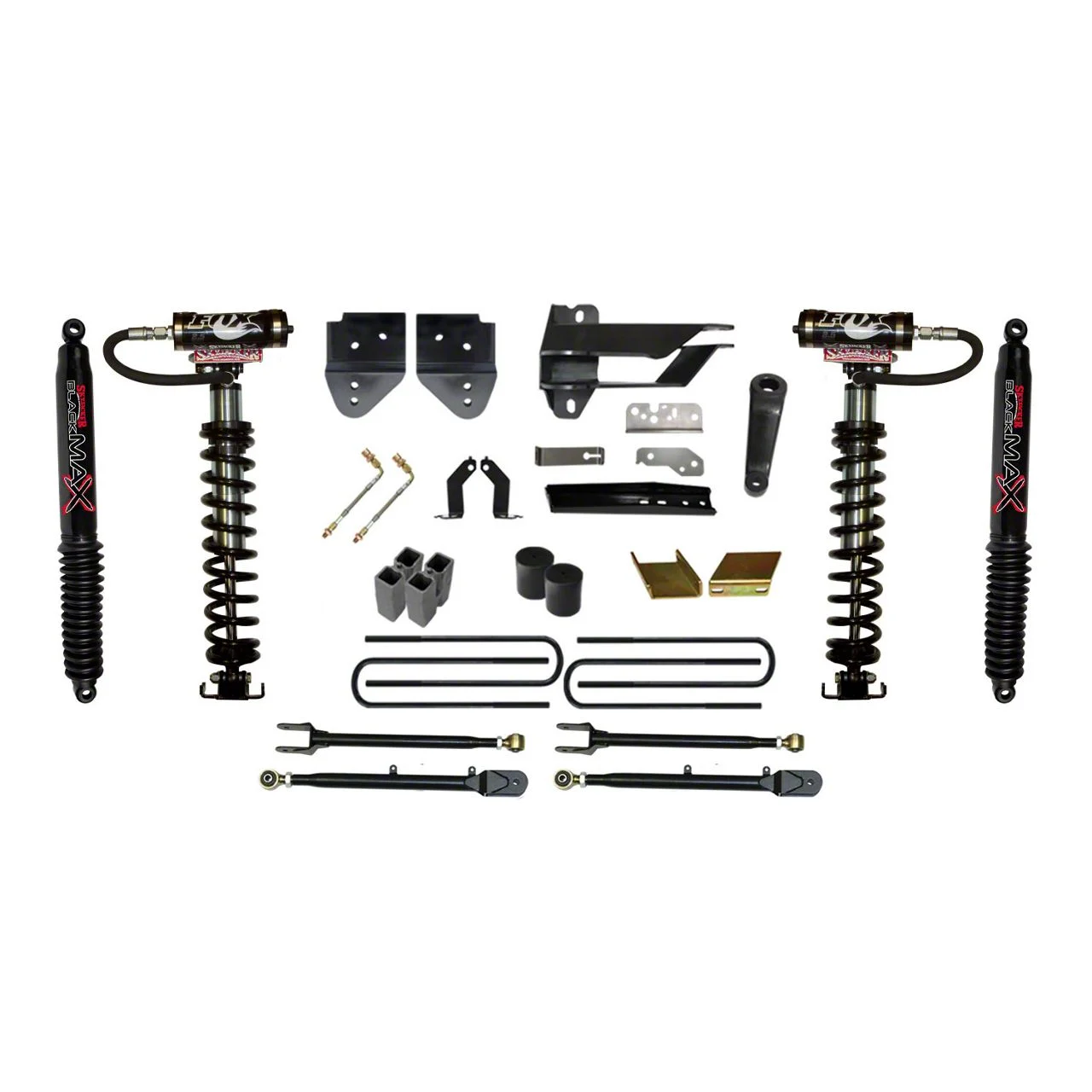 SkyJacker 6-Inch Coil-Over Kit with 4-Link Conversion, Rear Lift Blocks and Black MAX Shocks (17-22 4WD F-350 Super Duty)