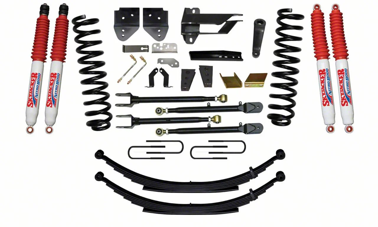 SkyJacker 8.50-Inch 4-Link Suspension Lift Kit with Rear Leaf Springs and Nitro Shocks (17-22 4WD 6.2L F-350 Super Duty)