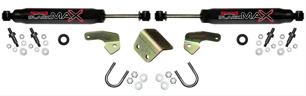 SkyJacker Black MAX Dual Steering Stabilizer Kit for 4+ Inch Lift (11-19 4WD Silverado 3500 HD)