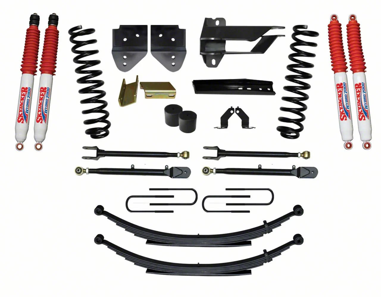 SkyJacker 4-Inch 4-Link Suspension Lift Kit with Rear Leaf Springs and Hydro Shocks (17-22 4WD 6.7L Powerstroke F-250 Super Duty)