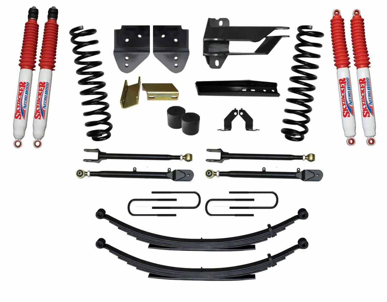SkyJacker 4-Inch 4-Link Suspension Lift Kit with Rear Leaf Springs and Nitro Shocks (17-22 4WD 6.7L Powerstroke F-250 Super Duty)