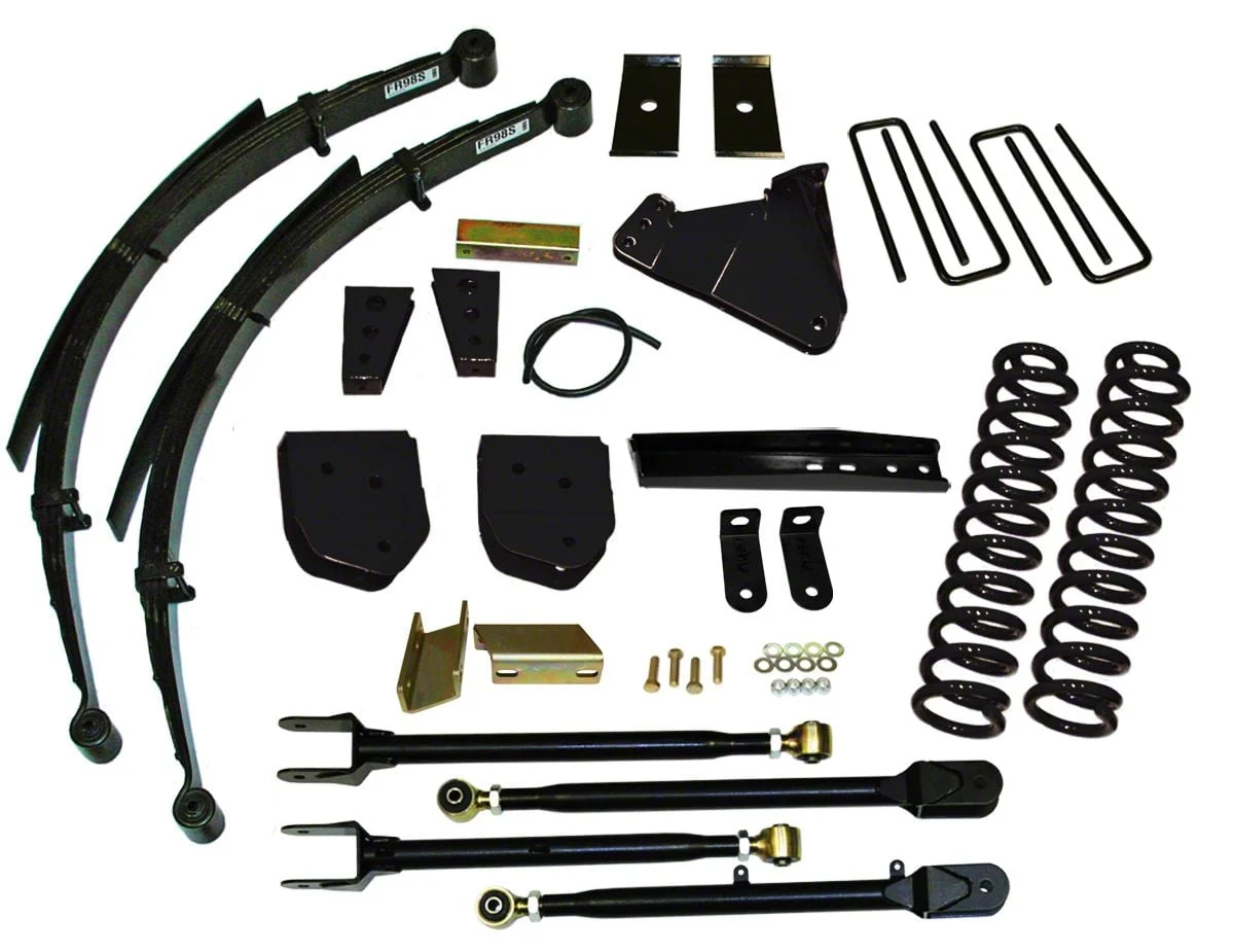 SkyJacker 6-Inch 4-Link Suspension Lift Kit with Rear Leaf Springs and Black MAX Shocks (11-16 4WD 6.7L Powerstroke F-250 Super Duty)