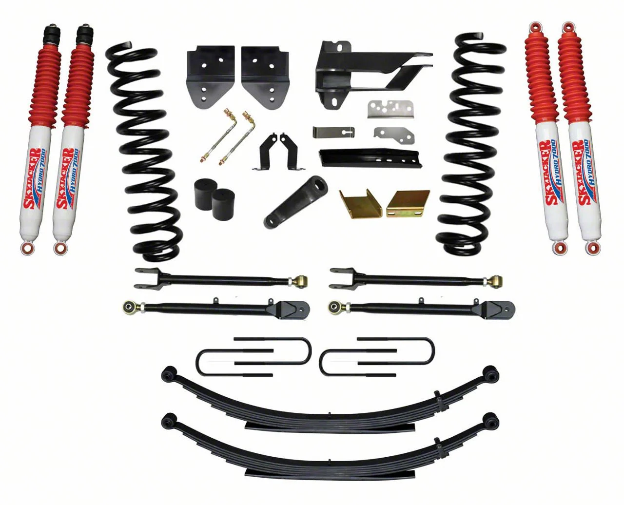 SkyJacker 6-Inch 4-Link Suspension Lift Kit with Rear Leaf Springs and Hydro Shocks (17-22 4WD 6.2L F-250 Super Duty)