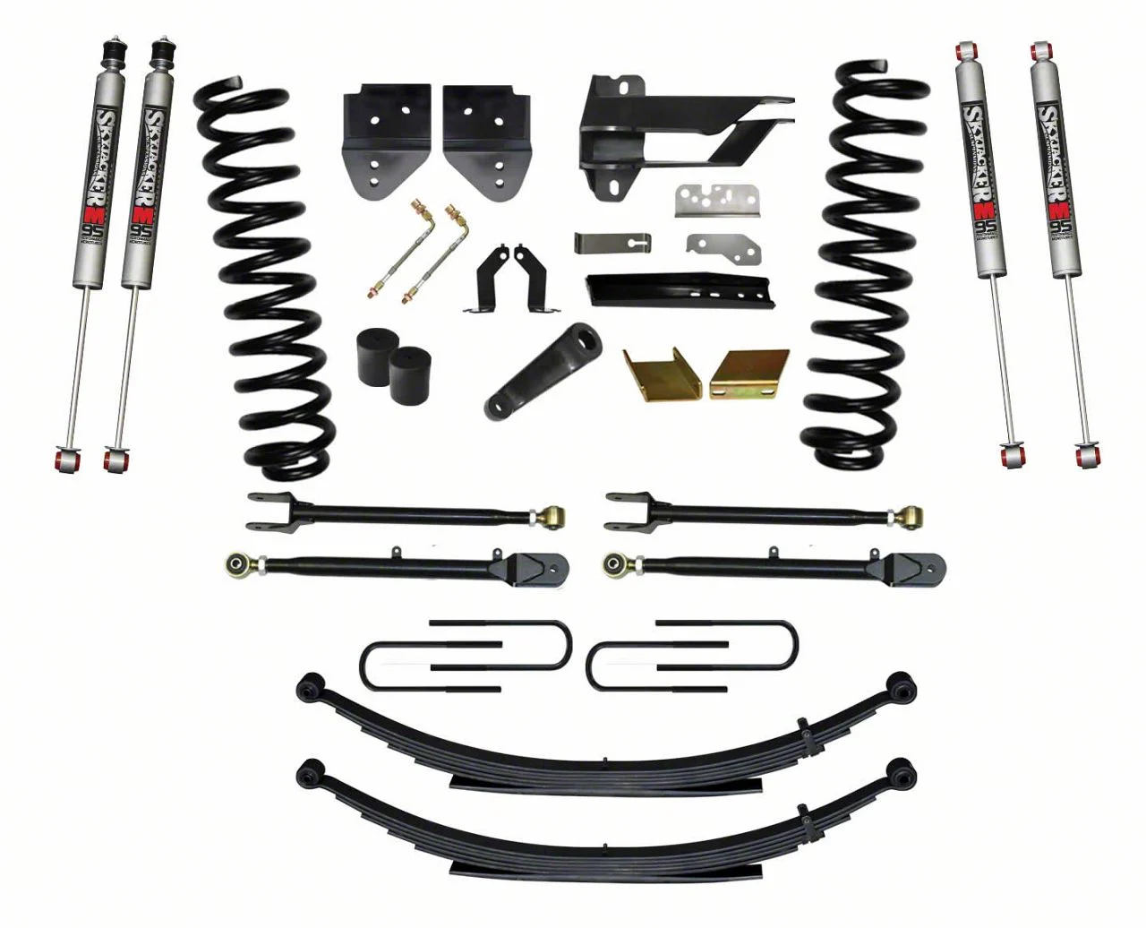 SkyJacker 6-Inch 4-Link Suspension Lift Kit with Rear Leaf Springs and M95 Performance Shocks (17-22 4WD 6.7L Powerstroke F-250 Super Duty)