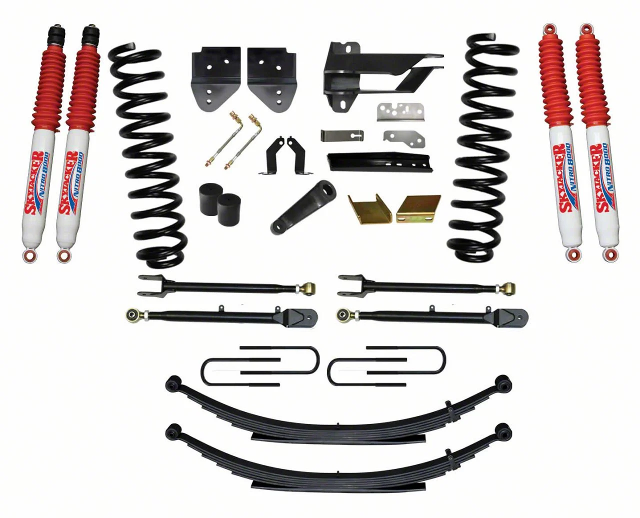 SkyJacker 6-Inch 4-Link Suspension Lift Kit with Rear Leaf Springs and Nitro Shocks (17-22 4WD 6.7L Powerstroke F-250 Super Duty)