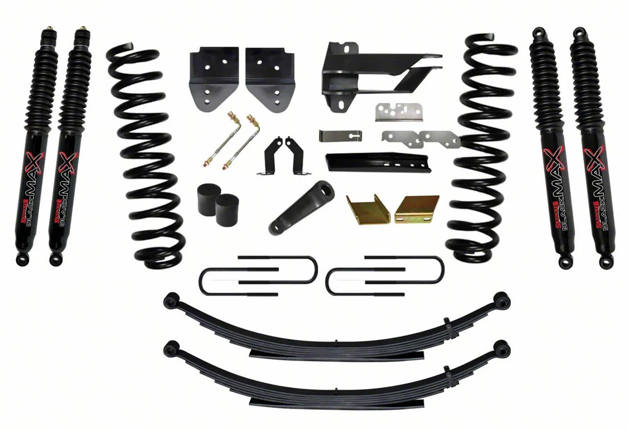 SkyJacker 6-Inch Suspension Lift Kit with Rear Leaf Springs and Black MAX Shocks (17-22 4WD 6.7L Powerstroke F-250 Super Duty)