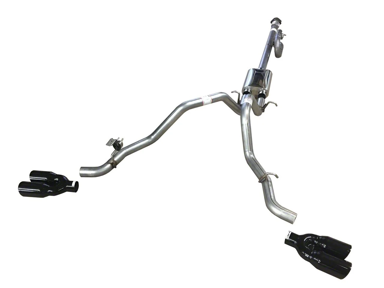 Mach 40 Dual Exhaust System with Black Tips; Side Exit (14-18 5.3L Sierra 1500)