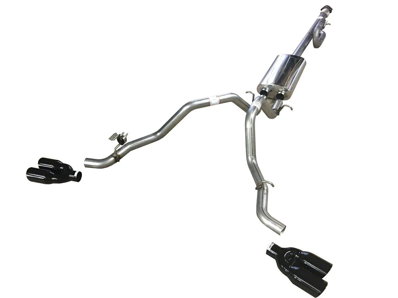 Mach 44 Dual Exhaust System with Black Tips; Side Exit (14-18 5.3L Sierra 1500)