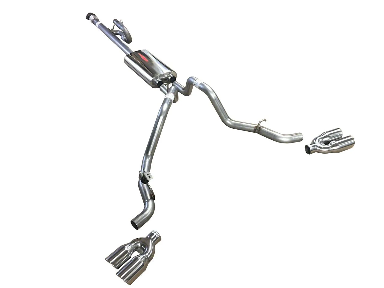 Mach 44 Dual Exhaust System with Polished Tips; Side Exit (14-18 5.3L Sierra 1500)