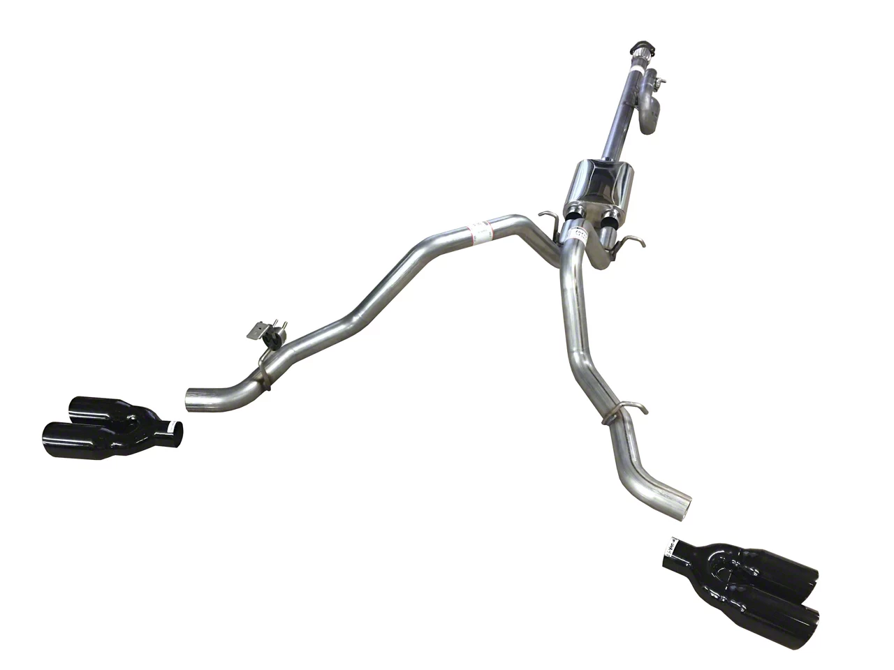 Mach 40 Dual Exhaust System with Black Tips; Side Exit (14-18 5.3L Silverado 1500)
