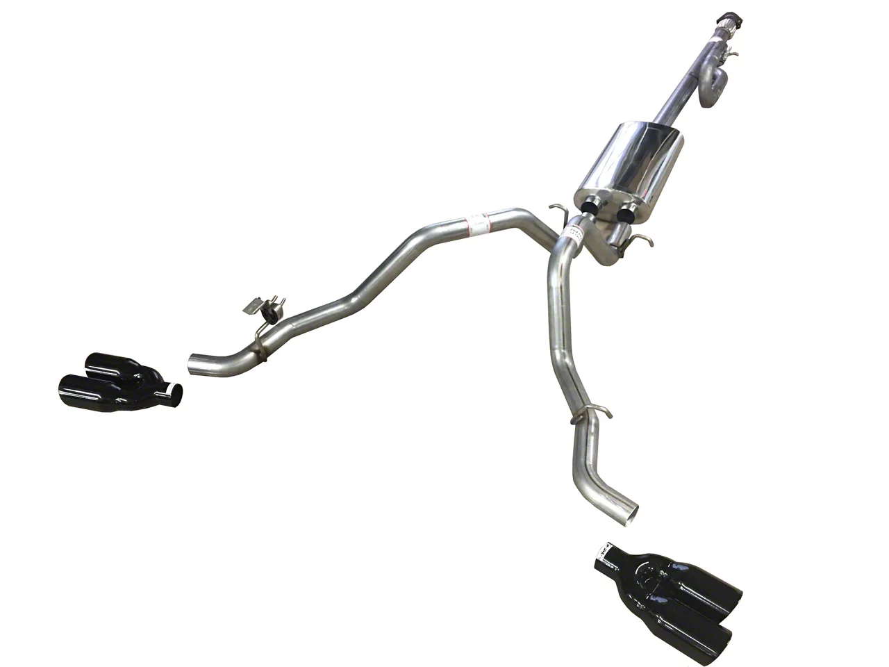 Mach 44 Dual Exhaust System with Black Tips; Side Exit (14-18 5.3L Silverado 1500)