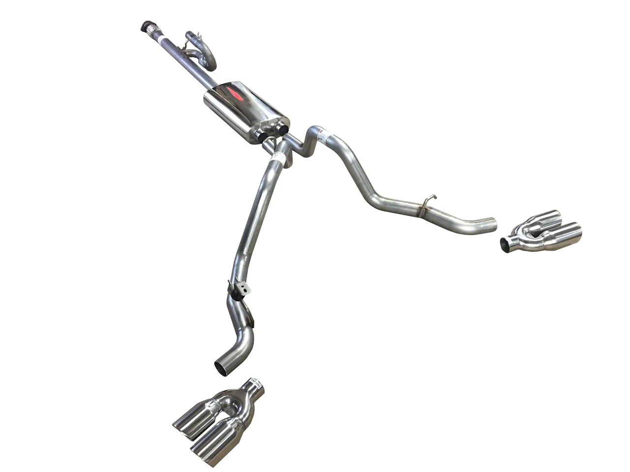 Mach 44 Dual Exhaust System with Polished Tips; Side Exit (14-18 5.3L Silverado 1500)