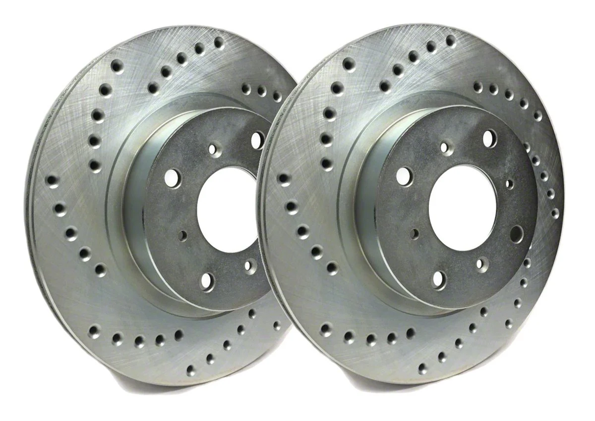 SP Performance Cross-Drilled Rotors with Silver ZRC Coating; Front Pair (05-06 Silverado 1500 w/ Rear Drum Brakes; 07-18 Silverado 1500)