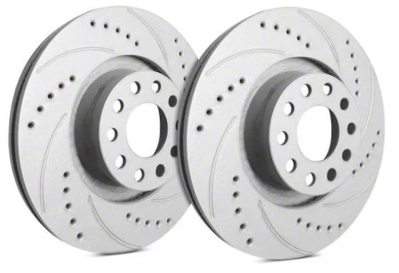 SP Performance Cross-Drilled and Slotted Rotors with Gray ZRC Coating; Rear Pair (02-18 RAM 1500)