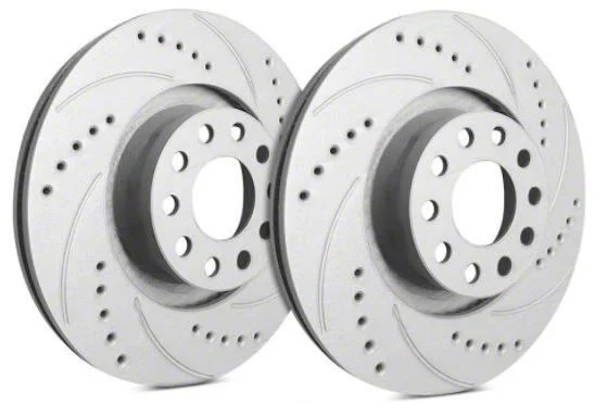 SP Performance Cross-Drilled and Slotted Rotors with Gray ZRC Coating; Rear Pair (04-14 F-150; 15-20 F-150 w/ Manual Parking Brake)