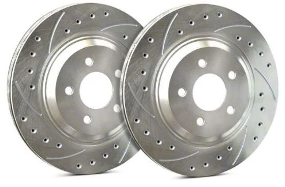 SP Performance Cross-Drilled and Slotted Rotors with Silver ZRC Coating; Rear Pair (07-18 Silverado 1500)