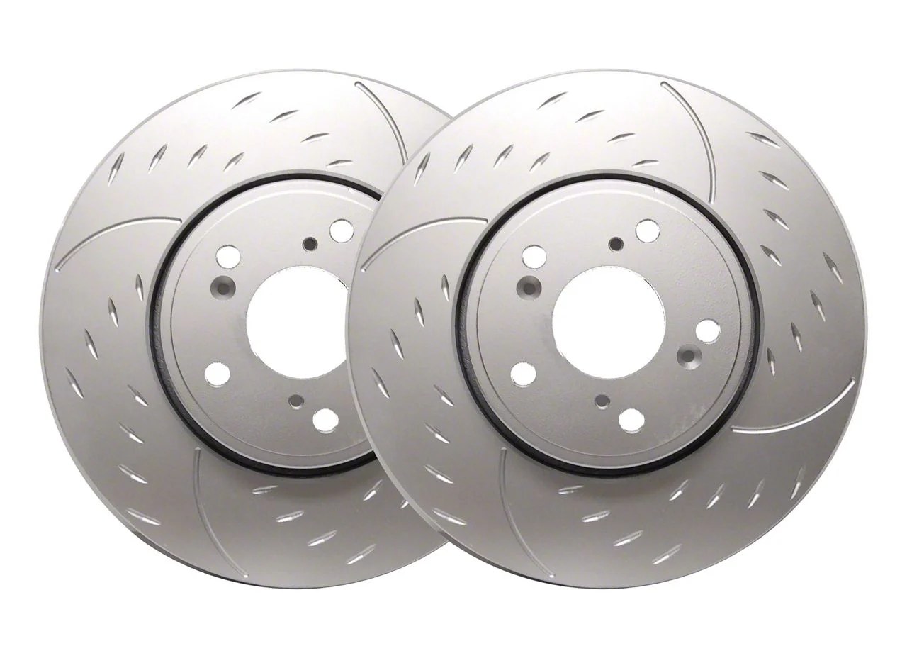 SP Performance Diamond Slot Rotors with Silver ZRC Coating; Rear Pair (07-18 Silverado 1500)