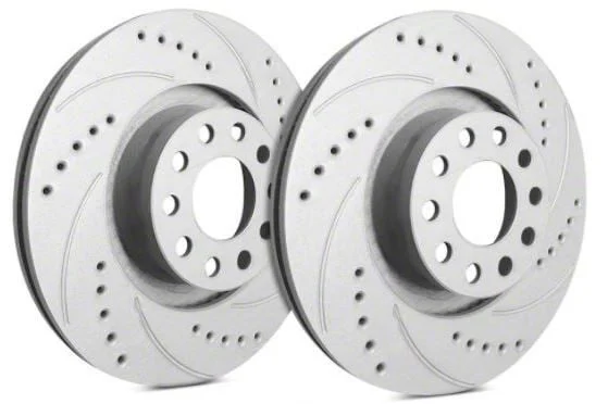 SP Performance Cross-Drilled and Slotted 6-Lug Rotors with Gray ZRC Coating; Rear Pair (18-20 F-150 w/ Electric Parking Brake)