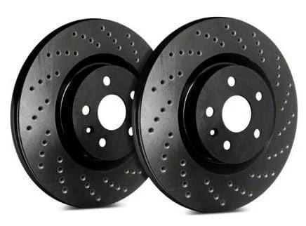SP Performance Cross-Drilled 5-Lug Rotors with Black ZRC Coating; Front Pair (02-18 RAM 1500, Excluding SRT-10 & Mega Cab)