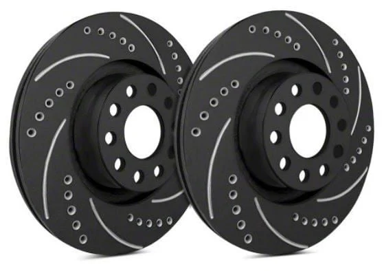 SP Performance Cross-Drilled and Slotted 8-Lug Rotors with Black Zinc Plating; Rear Pair (03-08 RAM 2500)