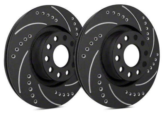 SP Performance Cross-Drilled and Slotted 6-Lug Rotors with Black Zinc Plating; Front Pair (05-06 Silverado 1500 w/ Rear Drum Brakes; 07-18 Silverado 1500)