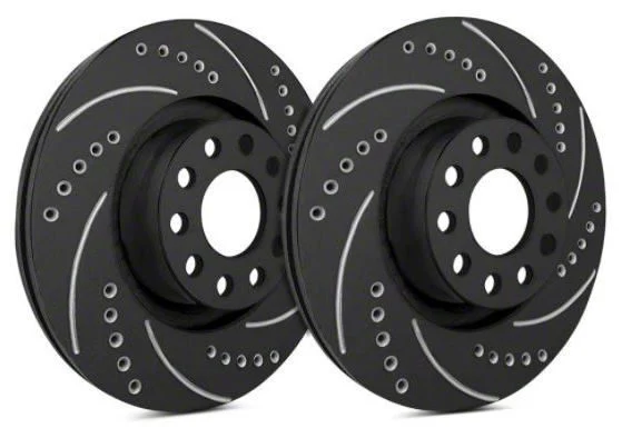 SP Performance Cross-Drilled and Slotted 8-Lug Rotors with Black Zinc Plating; Front Pair (01-06 Silverado 1500)