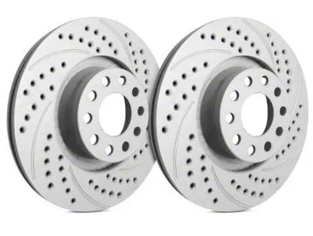 SP Performance Double Drilled and Slotted 6-Lug Rotors with Gray ZRC Coating; Rear Pair (19-26 Silverado 1500)