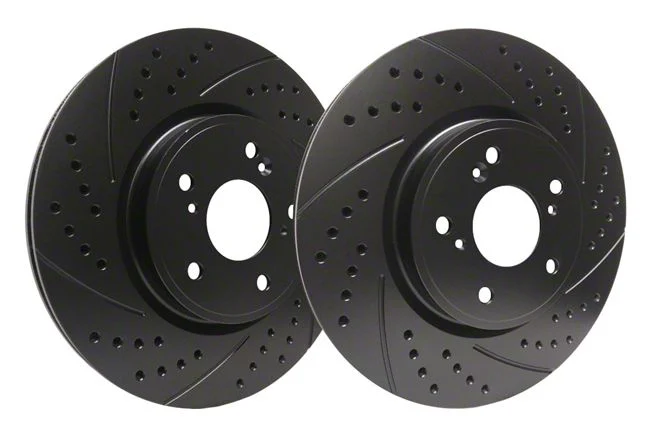 SP Performance Double Drilled and Slotted 8-Lug Rotors with Black Zinc Plating; Front Pair (11-26 Silverado 2500 HD)