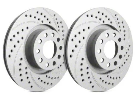 SP Performance Double Drilled and Slotted 8-Lug Rotors with Gray ZRC Coating; Rear Pair (11-26 Silverado 3500 HD DRW)