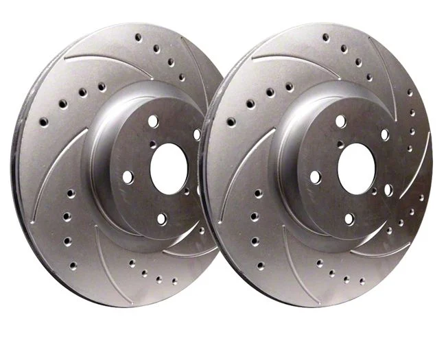 SP Performance Cross-Drilled and Slotted 8-Lug Rotors with Silver ZRC Coating; Front Pair (13-26 4WD F-250 Super Duty)