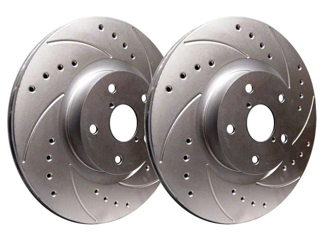 SP Performance Cross-Drilled and Slotted 8-Lug Rotors with Silver ZRC Coating; Rear Pair (13-22 F-250 Super Duty)