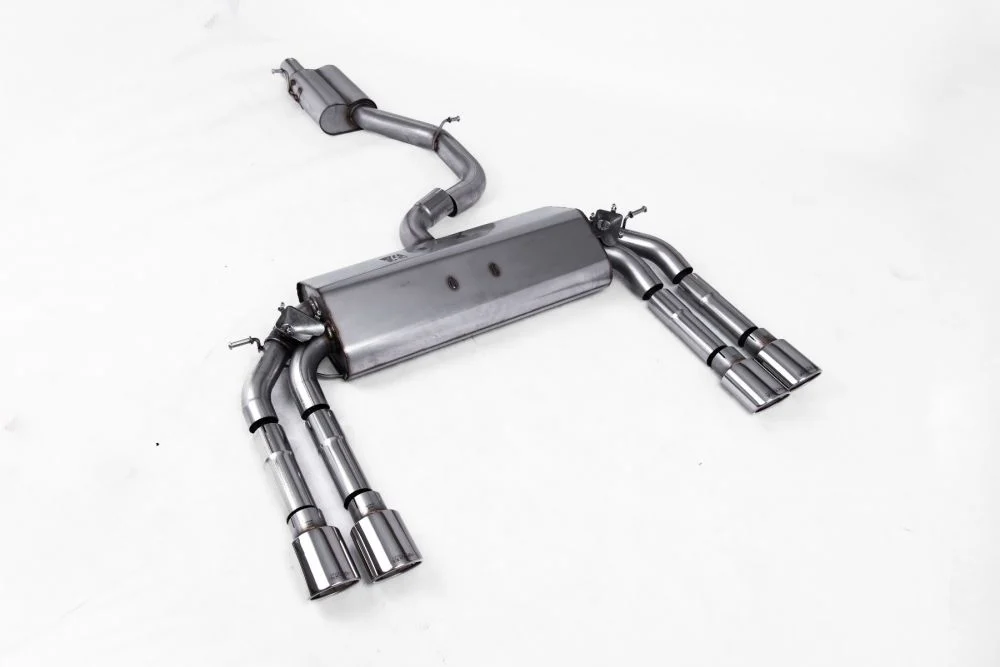Milltek Resonated Cat-Back Exhaust System w/ Quad Oval Trims Audi S3 Saloon & Cabrio (Non-GPF) 2013-2018
