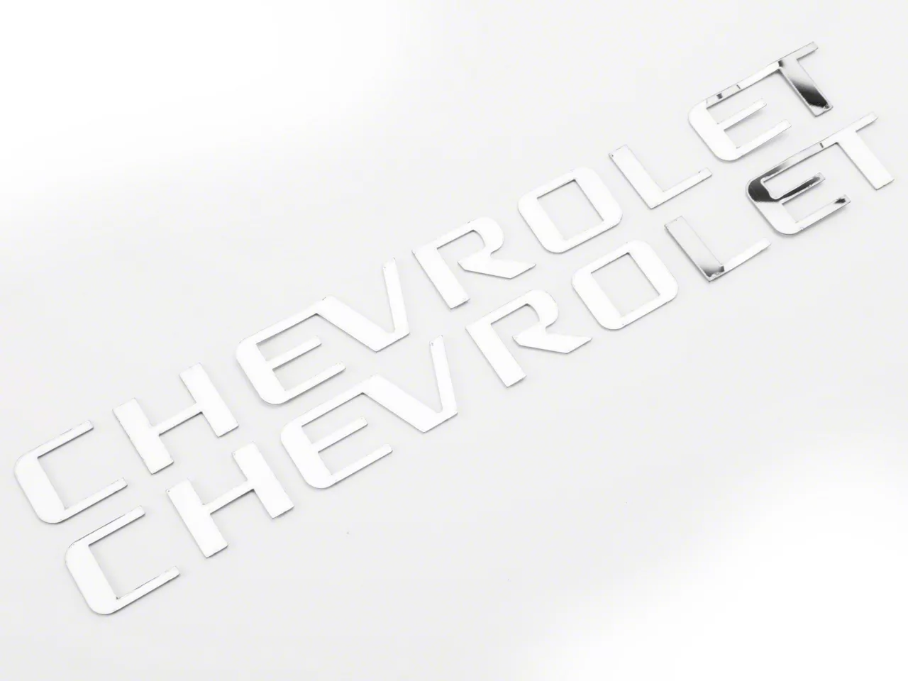 CHEVROLET Bed Rail Letter Insert Trim; Stainless Steel (14-18 Silverado 1500 Crew Cab w/ 5.80-Foot Short Box)