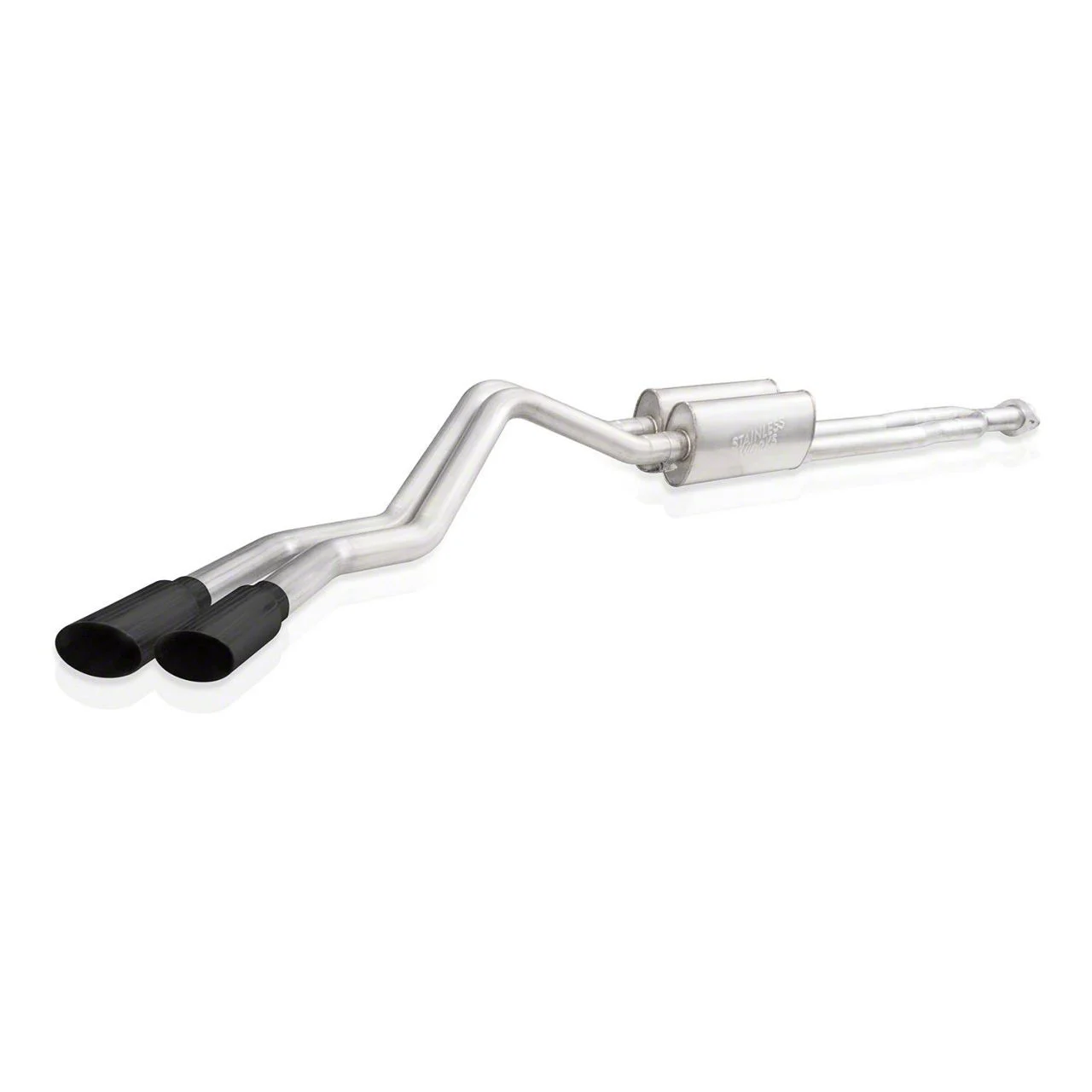 Stainless Works Legend Series Dual Exhaust System with Black Tips; Same Side Exit (20-26 6.6L Gas Silverado 3500 HD)