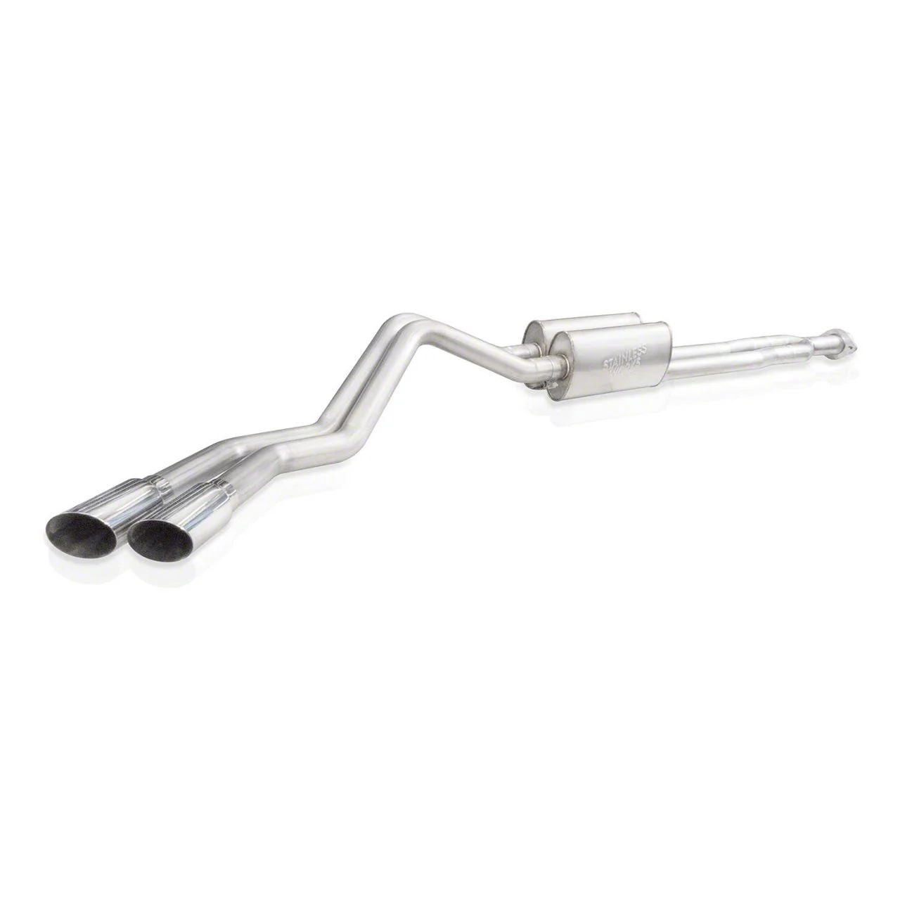 Stainless Works Redline Series Dual Exhaust System with Polished Tips; Same Side Exit (20-26 6.6L Gas Silverado 3500 HD)