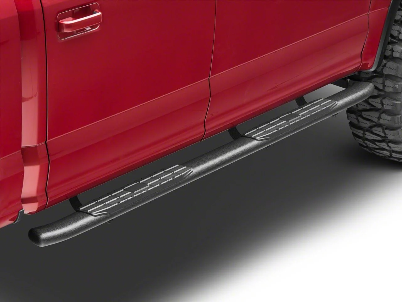 4X Series 4-Inch Oval Side Step Bars; Black (15-24 F-150 SuperCab, SuperCrew)