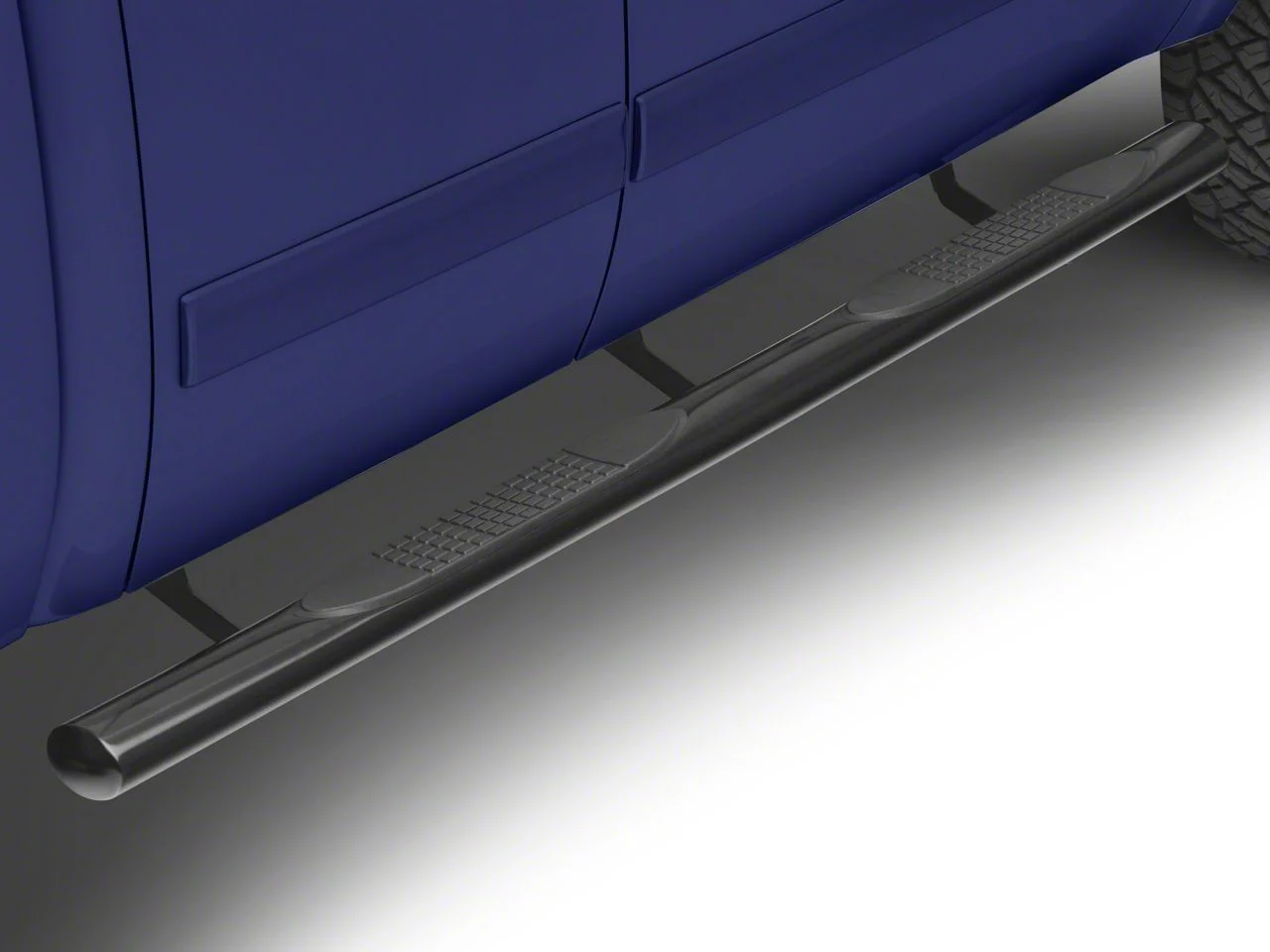 4X Series 4-Inch Oval Side Step Bars; Rocker Mount; Black (07-13 Silverado 1500 Extended Cab, Crew Cab)