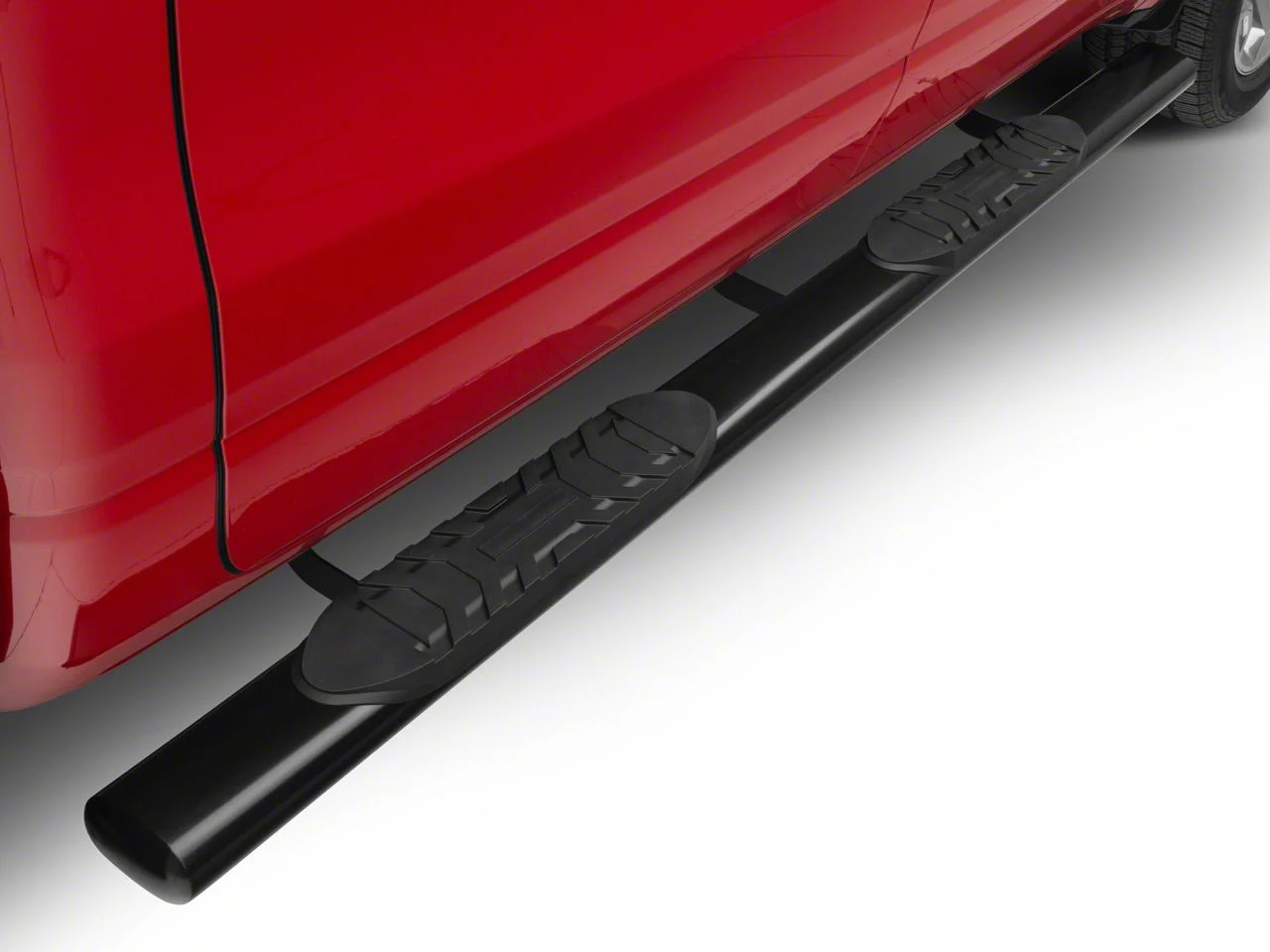 5-Inch Straight Oval Side Step Bars; Semi-Gloss Black (19-26 RAM 1500 Crew Cab)