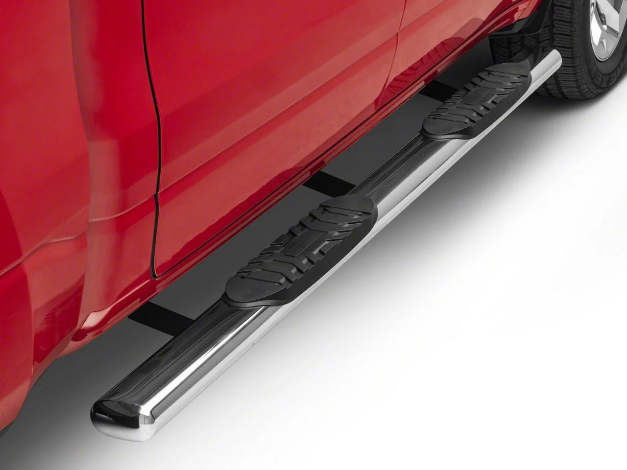 5-Inch Straight Oval Side Step Bars; Stainless Steel (19-26 RAM 1500 Crew Cab)