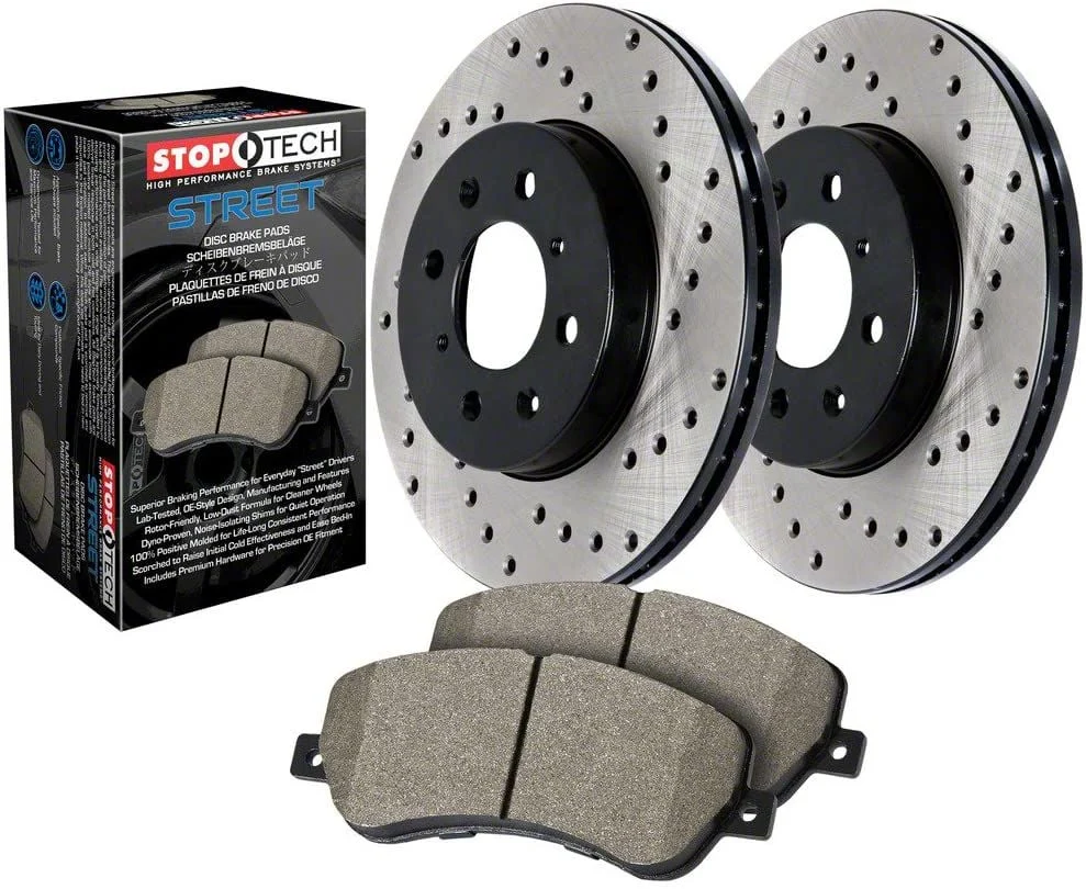 StopTech Street Axle Drilled 6-Lug Brake Rotor and Pad Kit; Front (10-20 F-150)