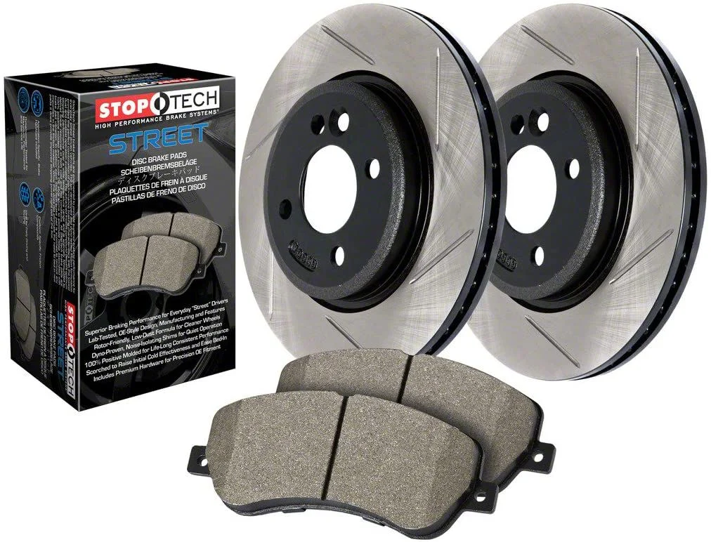 StopTech Street Axle Slotted 6-Lug Brake Rotor and Pad Kit; Front (10-20 F-150)